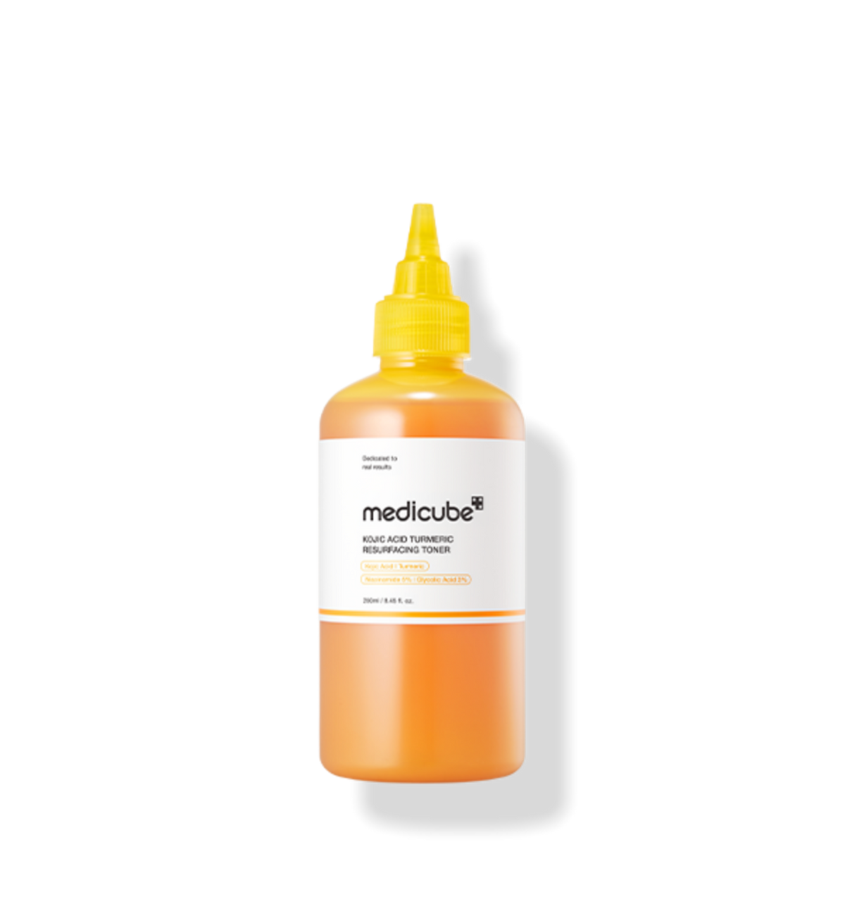 medicube Kojic Acid Turmeric Resurfacing Toner 250ml bottle with targeted nozzle