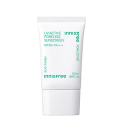 innisfree UV Active Poreless Sunscreen SPF50+ PA++++ 50ml tube with pore-blurring primer finish