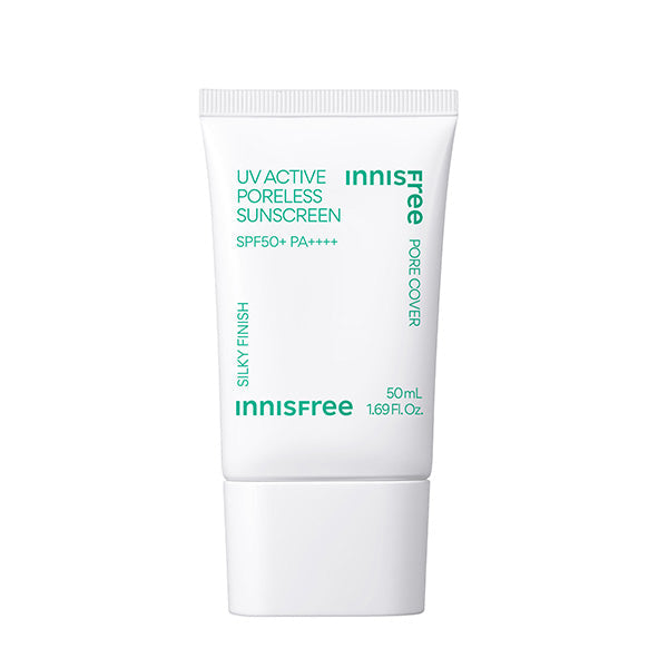 innisfree UV Active Poreless Sunscreen SPF50+ PA++++ 50ml tube with pore-blurring primer finish