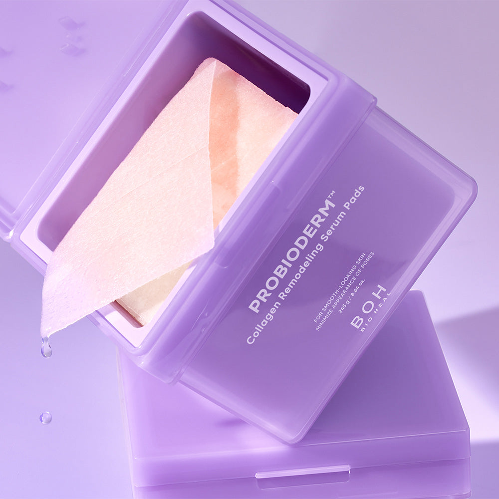 BIO HEAL BOH Probioderm Collagen Remodeling Serum Pads 245g 70 pads in a purple container