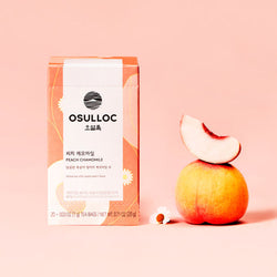 OSULLOC Peach Chamomile caffeine-free herbal tea box with 20 tea bags