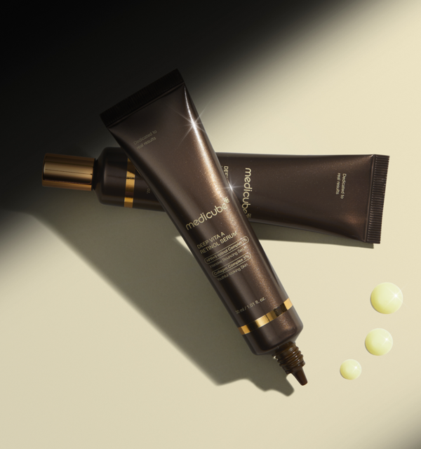 MEDICUBE Deep Vita A Retinol Serum 30ml product image with dark dropper bottle and packaging