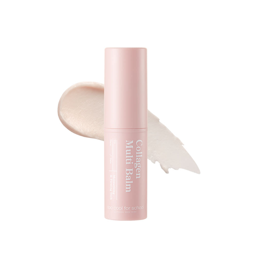 TOO COOL FOR SCHOOL Collagen Multi Balm 10g pink balm stick with swatched balm