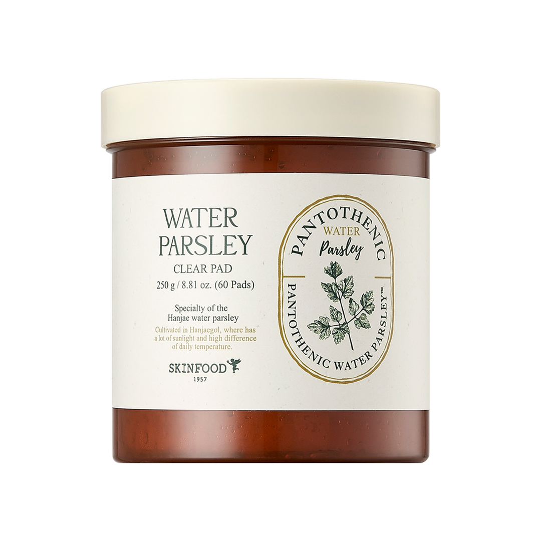 SKINFOOD Pantothenic Water Parsley Clear Pad 250g with 60 pads and water parsley