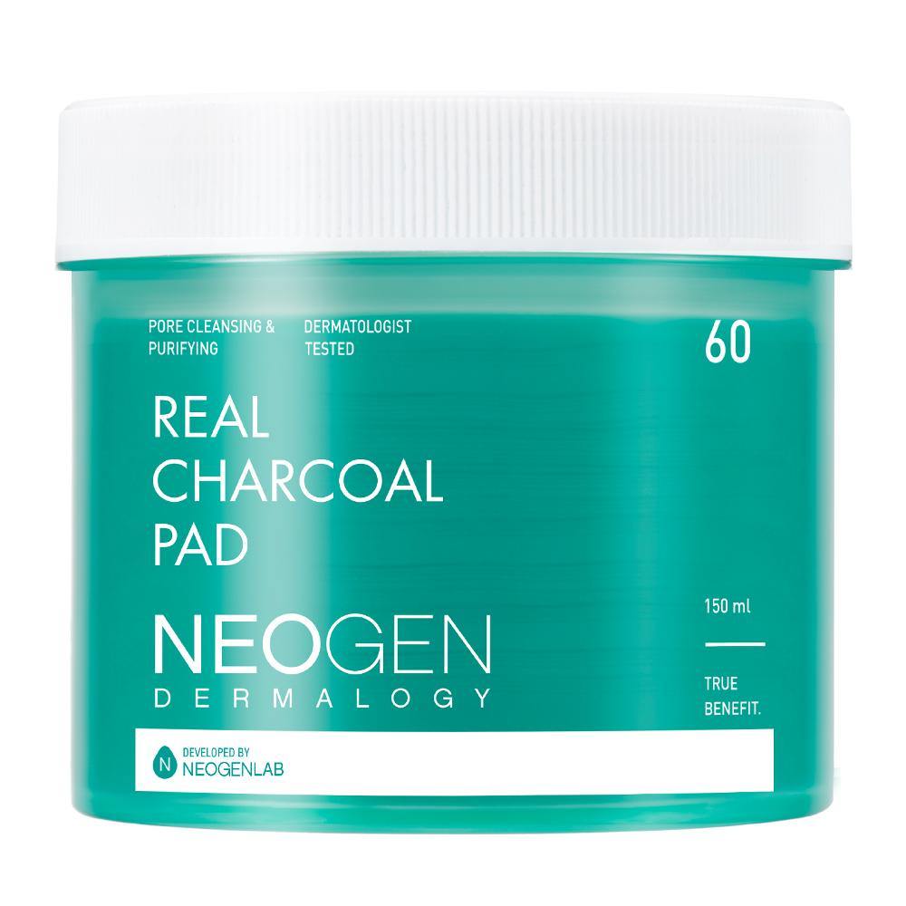 NEOGEN Dermalogy Real Charcoal Pad 150 ml container with 60 charcoal pads