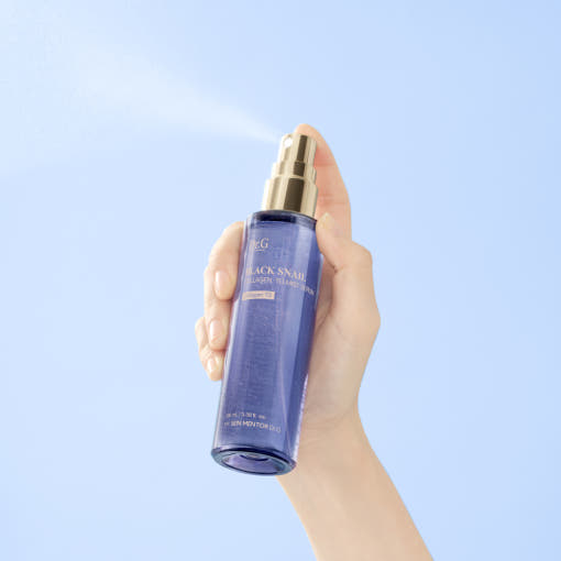 Dr.G Black Snail Collagen To Mist Serum 100ml in a dark blue spray bottle