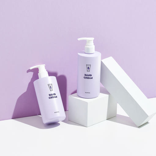 EUNYUL Cloud Perfume Hand Cream bottles in pink and lavender packaging