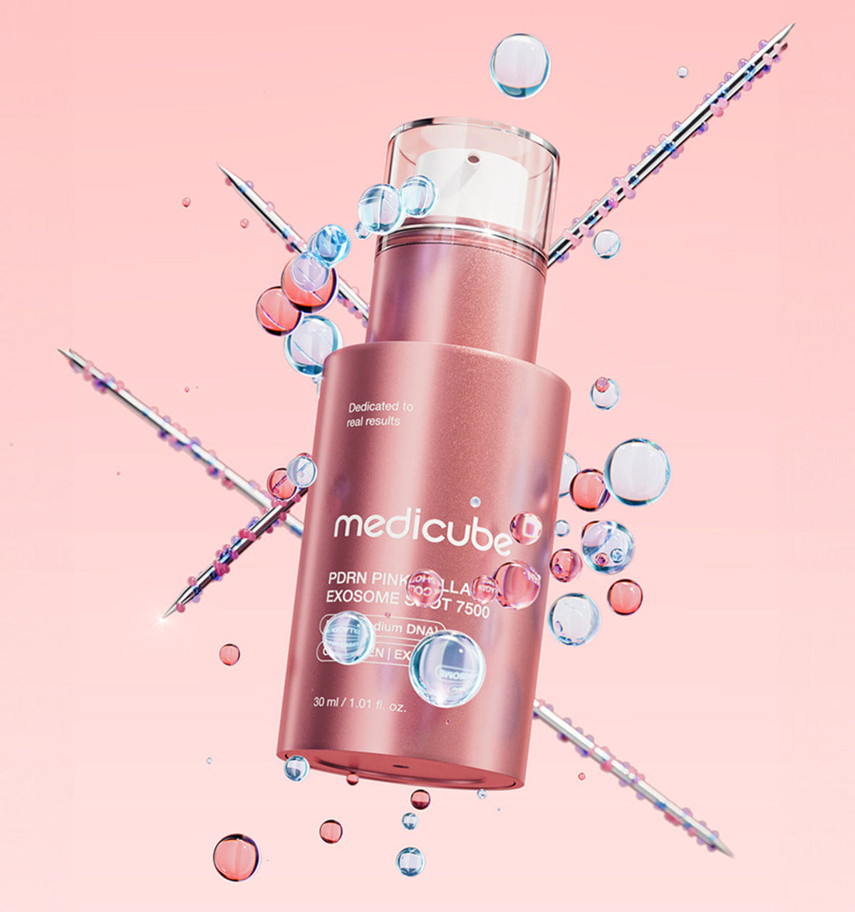 medicube PDRN Pink Collagen Exosome Shot 7500 30ml pink facial serum bottle