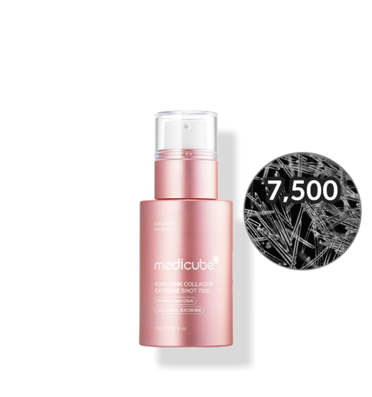 medicube PDRN Pink Collagen Exosome Shot 7500 30ml pink facial serum bottle