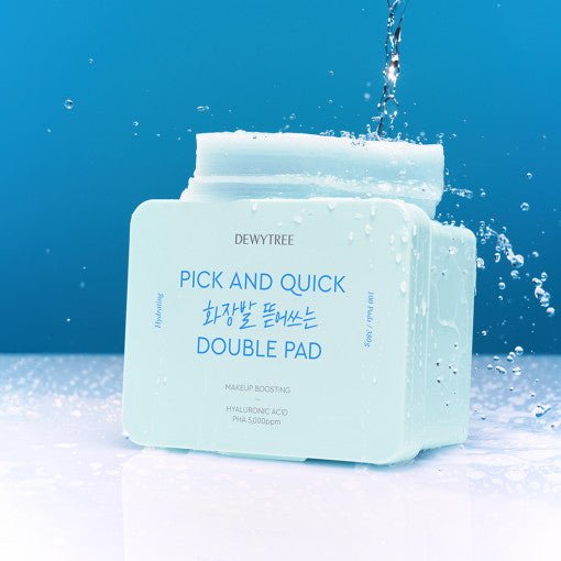 DEWYTREE PICK & QUICK Makeup Boosting Double Pad 380g container with 100 facial pads