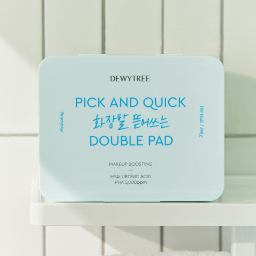 DEWYTREE PICK & QUICK Makeup Boosting Double Pad 380g container with 100 facial pads