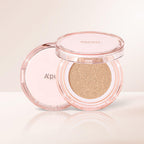 A'pieu Waterlock Cushion compact in pink packaging with the lid open