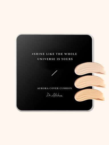 Dr.Althea Aurora Cover Cushion Moisture SPF50+ PA+++ 15g cushion compact, puff, and product box