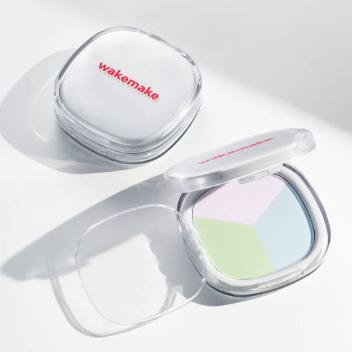 WAKEMAKE Stay Fixer Multi Color Pact 8.6g #01 Pale Clear compact with lavender, green, and blue powder