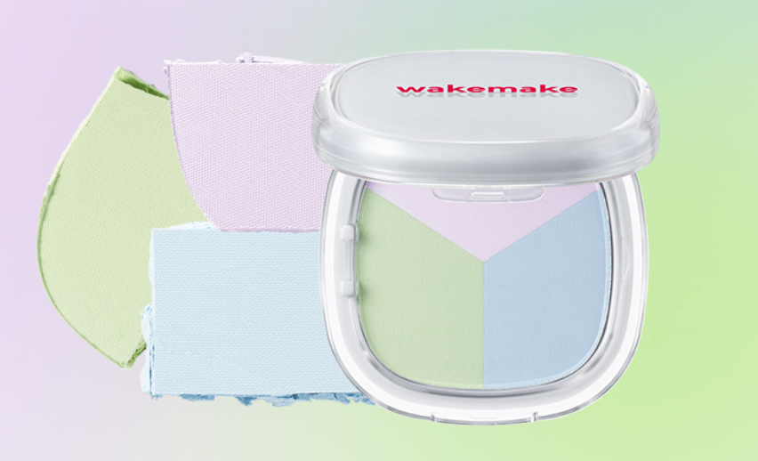 WAKEMAKE Stay Fixer Multi Color Pact 8.6g #01 Pale Clear compact with lavender, green, and blue powder