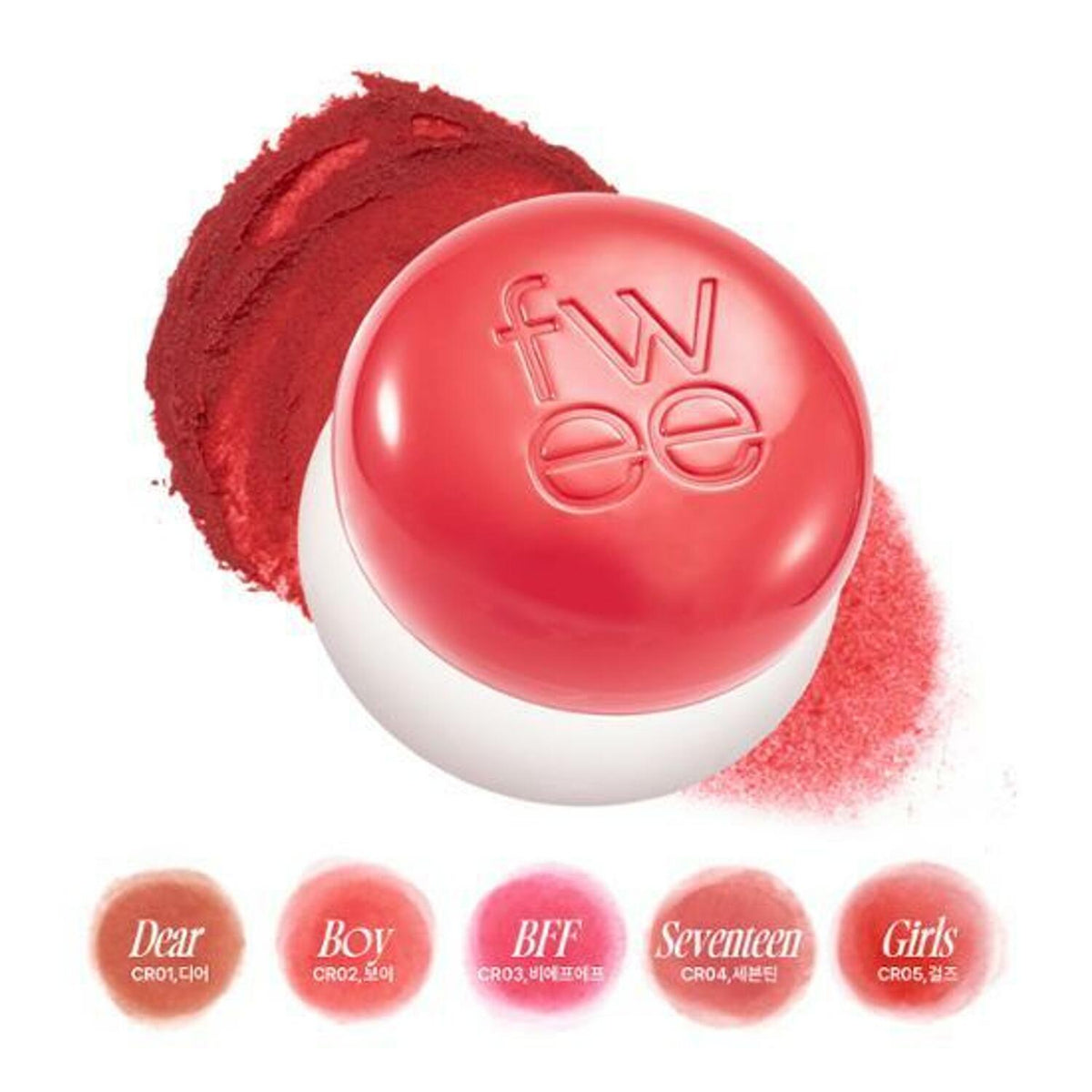 fwee Lip & Cheek Blurry Pudding Pot #Moment Bestie CR02 Boy bright coral shade