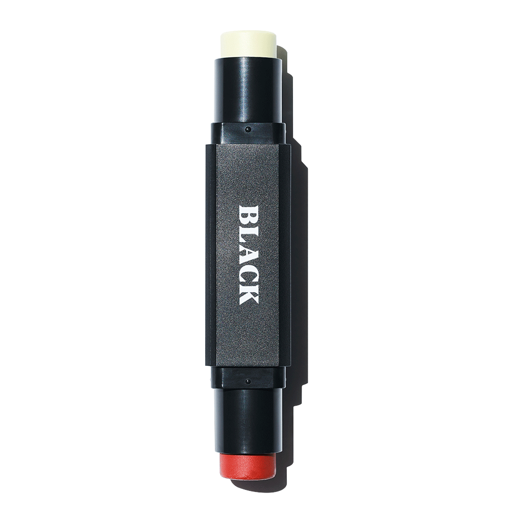 BLACK MONSTER Black Balm dual-ended lip balm with colorless and tinted balm ends