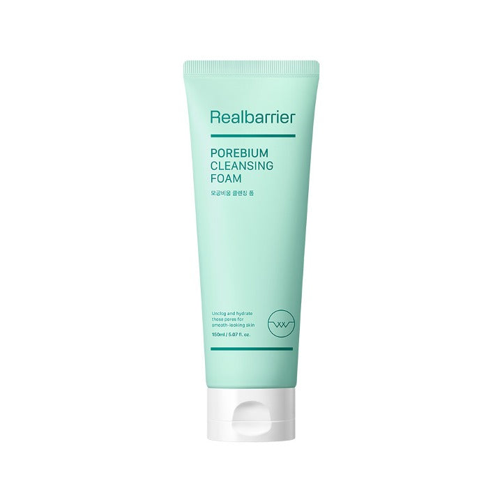 Real Barrier Porebium Cleansing Foam 150ml tube with white cleansing foam