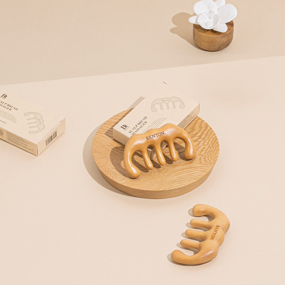 Benton Scalp Brush Massager made from natural sandalwood