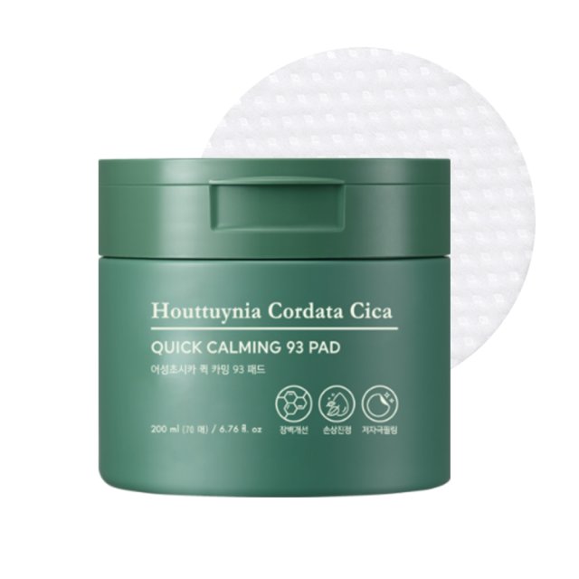 TONYMOLY Houttuynia Cordata Cica Quick Calming Pad container and dual-sided toner pad