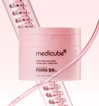Medicube PDRN Pink Collagen Toning Gel Toner Pad pink jar containing 120 ml essence and 70 pads