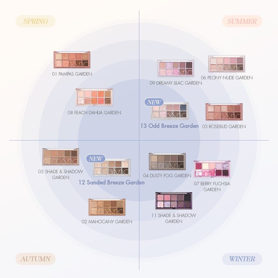rom&nd BETTER THAN PALETTE SPRING FEVER 6g eyeshadow palette in 12 Sanded Breeze Garden and 13 Odd Breeze Garden