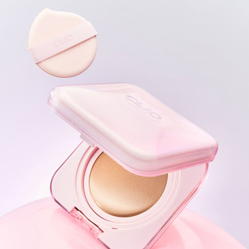 CLIO Kill Cover Mesh Glow Essential Cushion compact in pink packaging